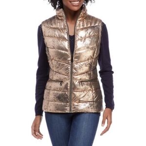 EUC Calvin Klein Shimmering Distressed Metallic Gold/Bronze Vest